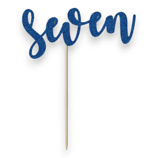 Picture of SEVEN CAKE TOPPER BLUE GLITTER